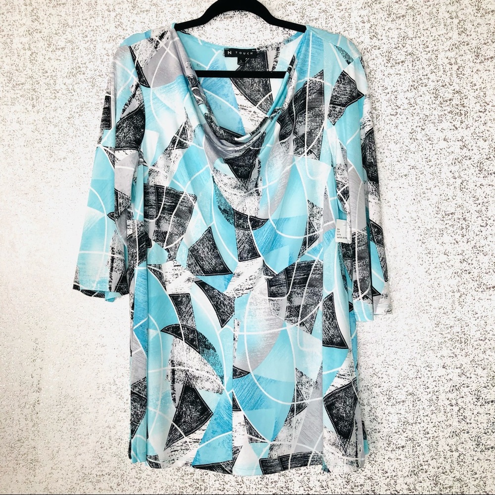 NEW WITH TAGS 🌷 Abstract Art Deco Drape Neck or Off Shoulder Tunic